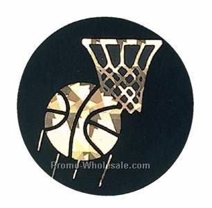 Black / Gold Hologram Mylar Insert - 2" Basketball
