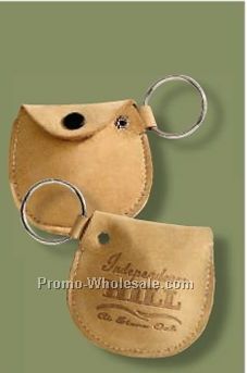 Bonded Leather Key Ring W/ Snap Closure Coin Holder