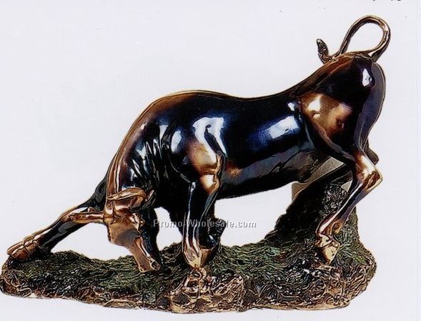 Bull On Grass Trophy-copper Finish