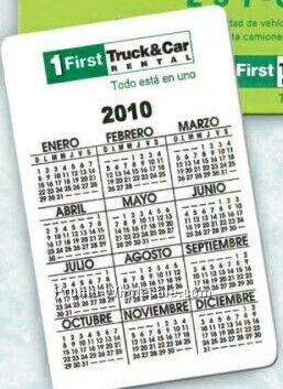 Calendar Card For Wallet And Pocket In Spanish