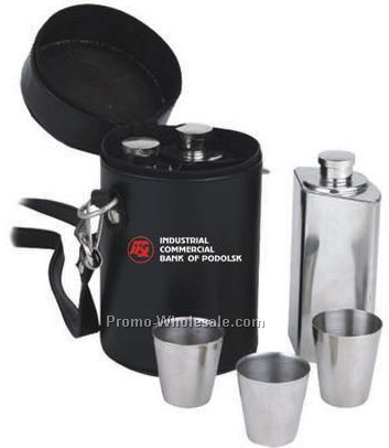 Combo Pack Of 3 Hip Flasks And 3 Shot Cups In A Bag