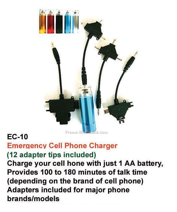 Emergency Cell Phone Charger (12 Adapter Tips Included)