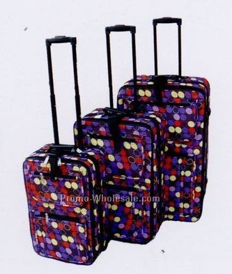 Fashion Luggage 3 Piece Set Collection B Polka Dot (Purple/Yellow/Red/Pink)