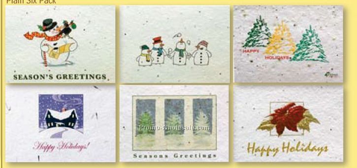 Floral Seed Paper Holiday Six Pack Cards - Plain Six Pack