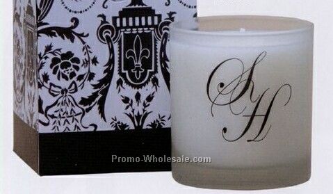 Frosted Votive Candle In Black & White Gift Box