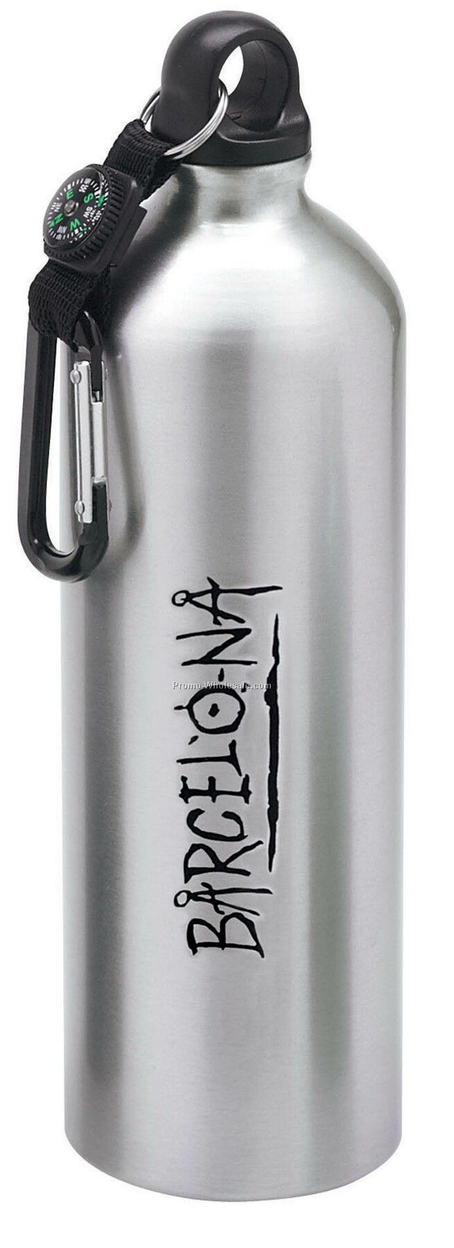 Giftcor 1 Liter Green Aluminum Sport Flask II W/ Carabiner & Compass