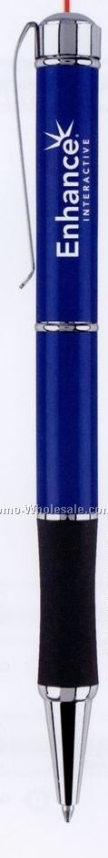 Glisten Blue Delight Twist Action Ballpoint Light Pen W/ Laser Pointer