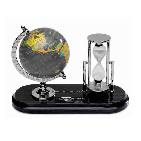 Globe & Sand Timer Desk Set