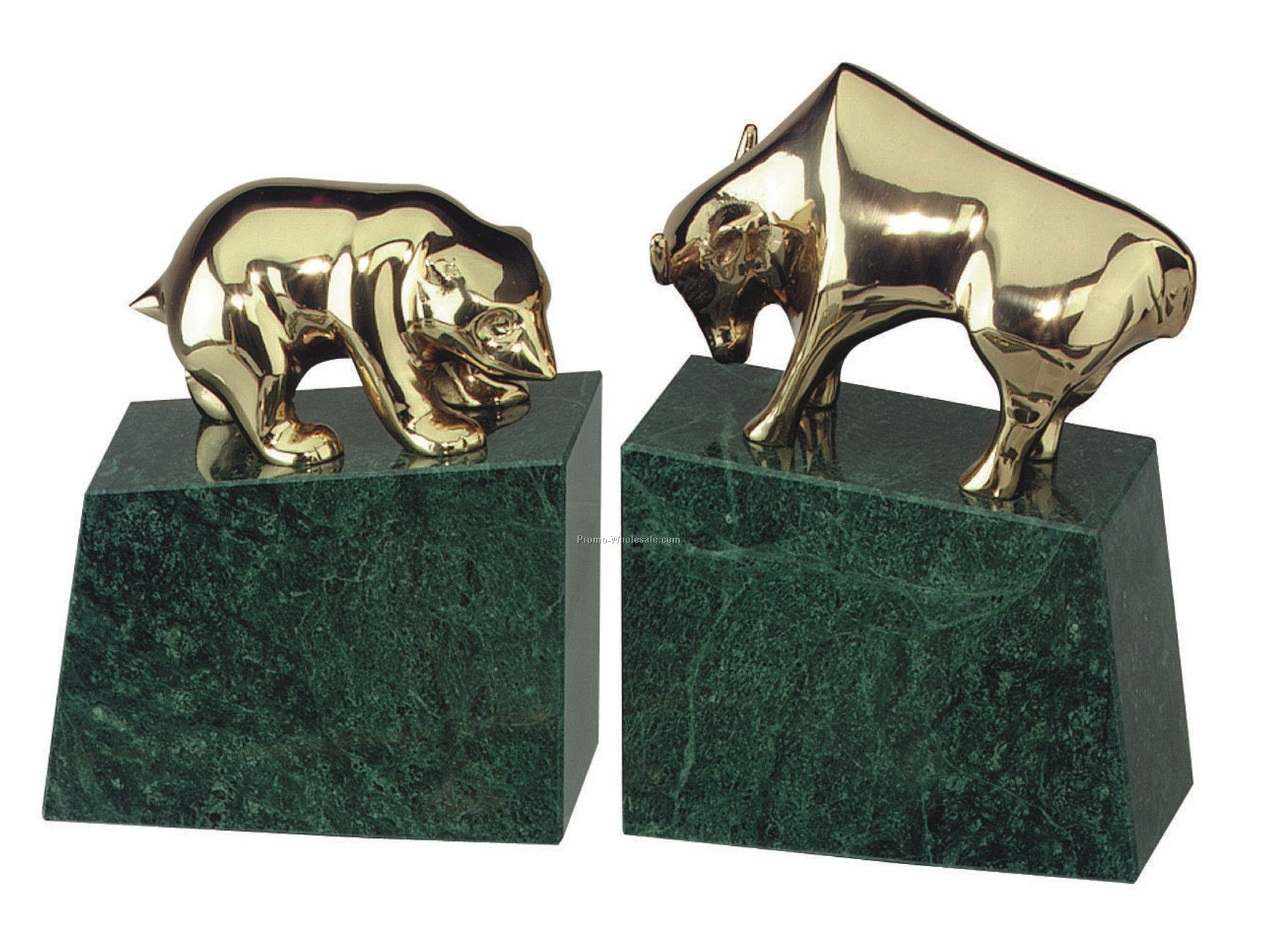 Green Marble Desk Accessories-(Bookends)