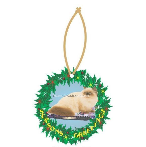 Himalayan Persian Cat Executive Wreath Ornament W/ Mirror Back (4 Sq. Inch)