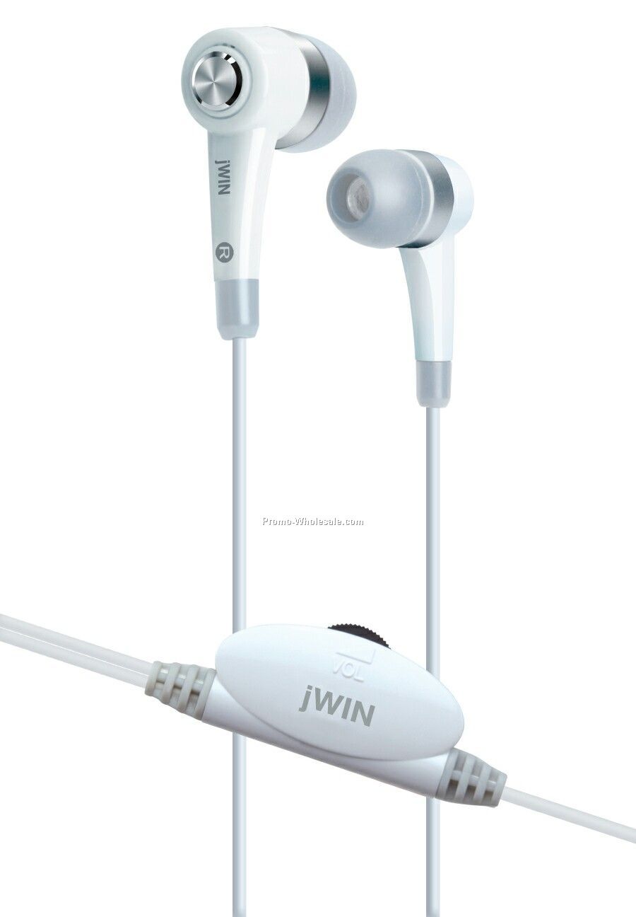 Jwin Stereo In-ear Earphones W/Volume Control - White
