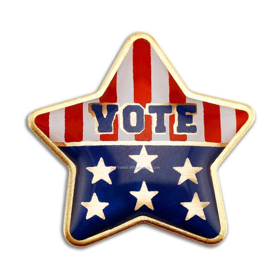 Lapel Pin / Hot Stamped On Mylar - Vote (Made In Usa)