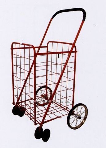 Large Metal Shopping Cart W/6 Wheels