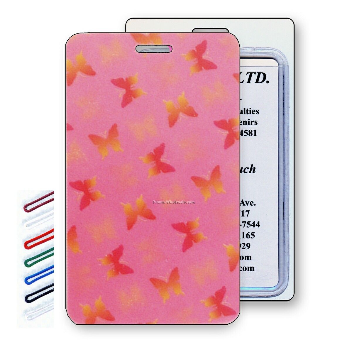 Lenticular Luggage Tags - Stock / Flip Butterfly / Pink