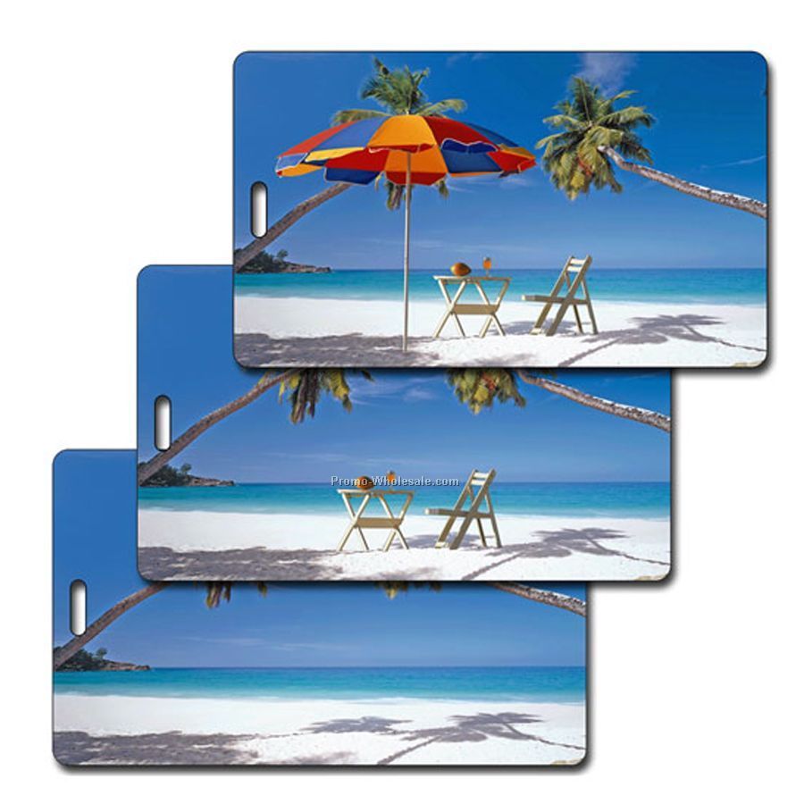Luggage Tag 3d Lenticular Tropical Beach Chair Stock Image - Blank Product