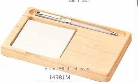 Maple Memo Holder With Pen Slot