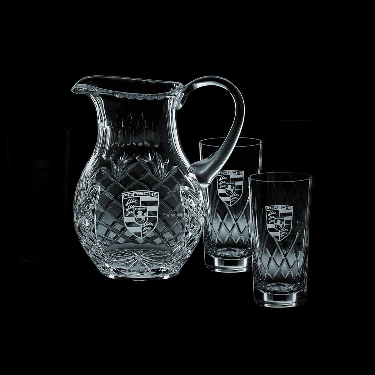 Medallion Pitcher & 2 Hiball Glasses