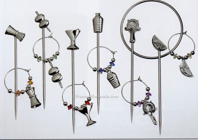 Metalla 13 Piece Martini Pick & Stemware Charm Set