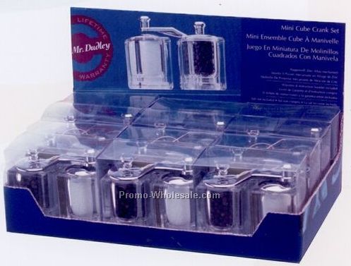 Mini Cube Salt Shaker & Pepper Grinder Set/ 12 Count Counter Display Unit