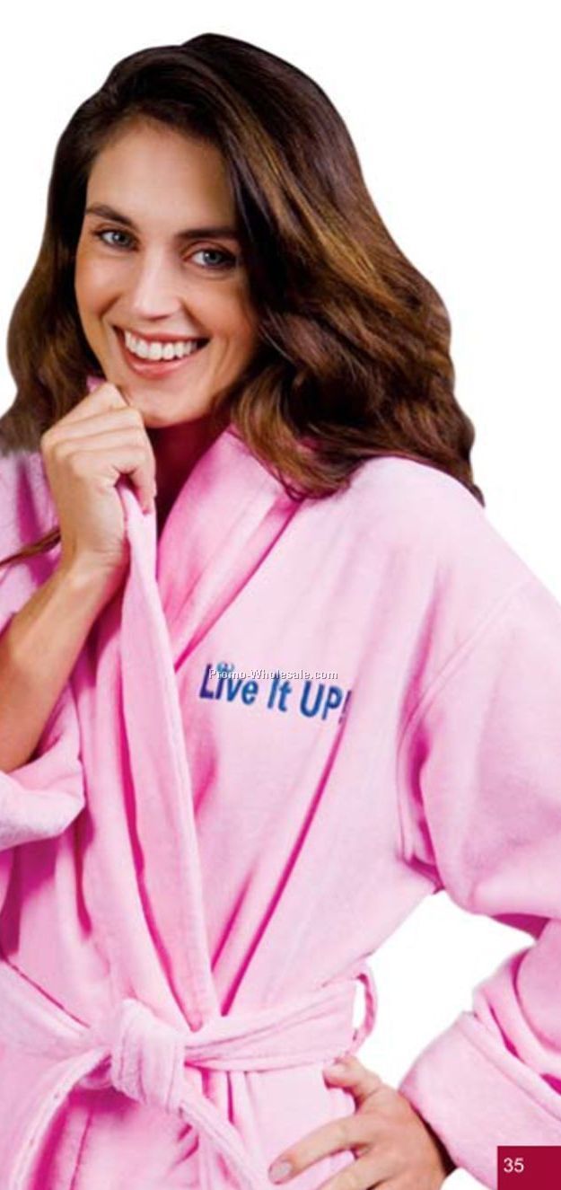 Petite Cut Terry Velour Shawl Collar Robe - S/M (Blank) Colors