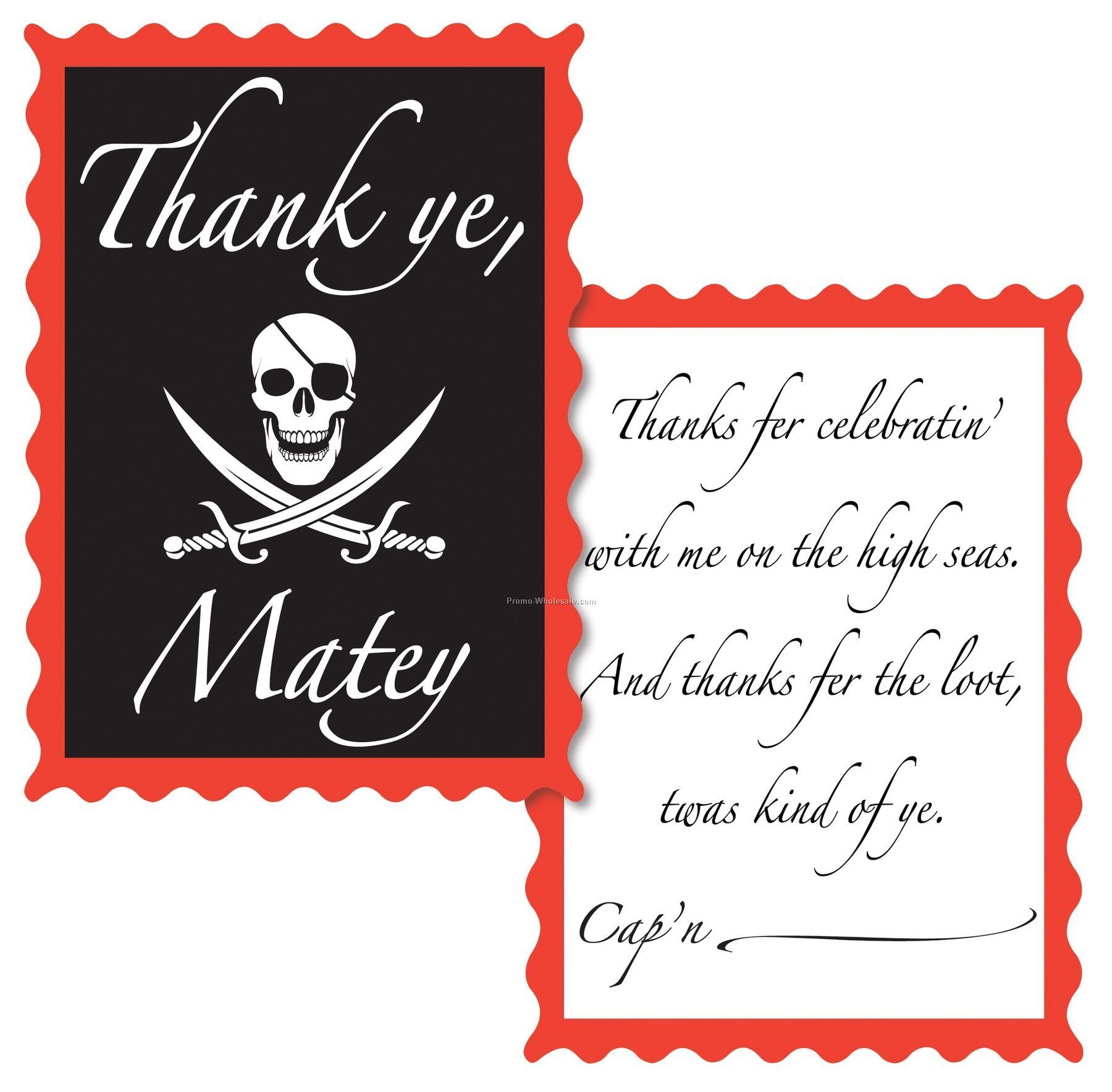 Pirate Theme Decoration Accessory - Thank You Notes
