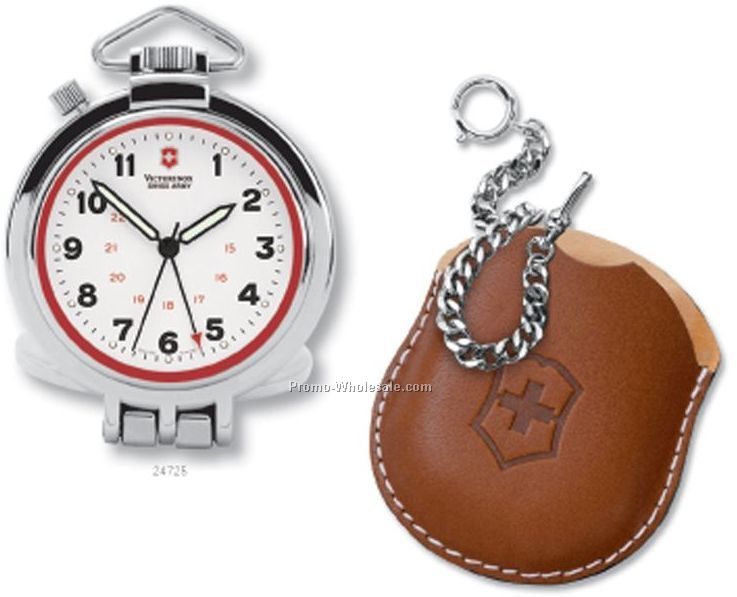 Pocket/Desk Alarm With Chain And Leather Pouch