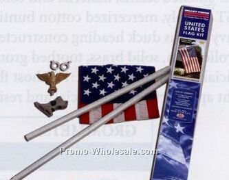 Pre-packaged U.s. Flag Kit With Brushed Aluminum Spinning Pole