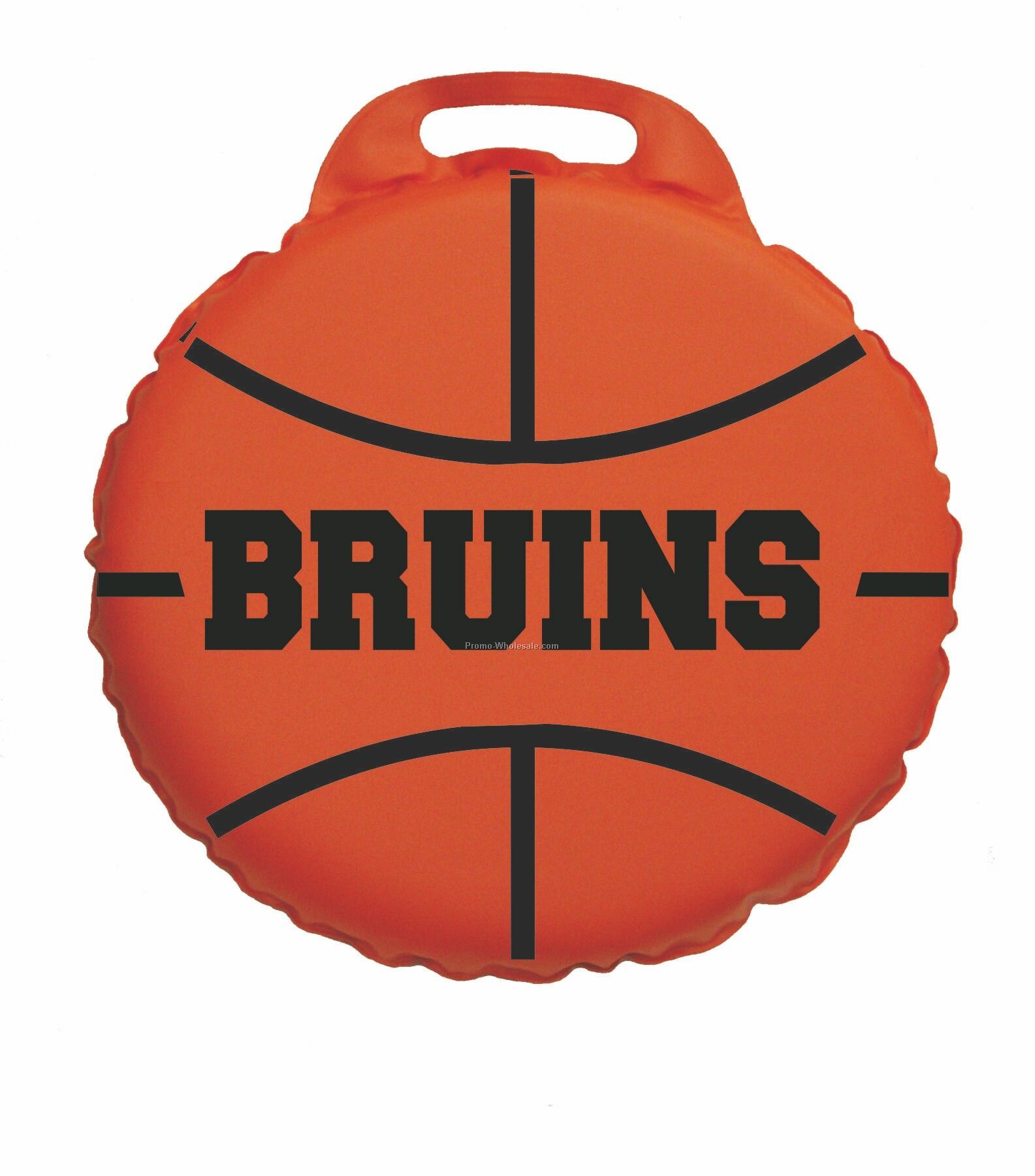 Round Vinyl Stadium Cushion W/ Handle And Basketball Stripes (1-1/2" Thick)