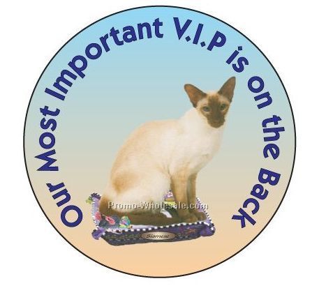 Siamese Cat Round Hand Mirror W/ Full Mirror Back (2-1/2")