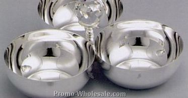 Silver Plated Triple Bowls W/ Crystal Tops