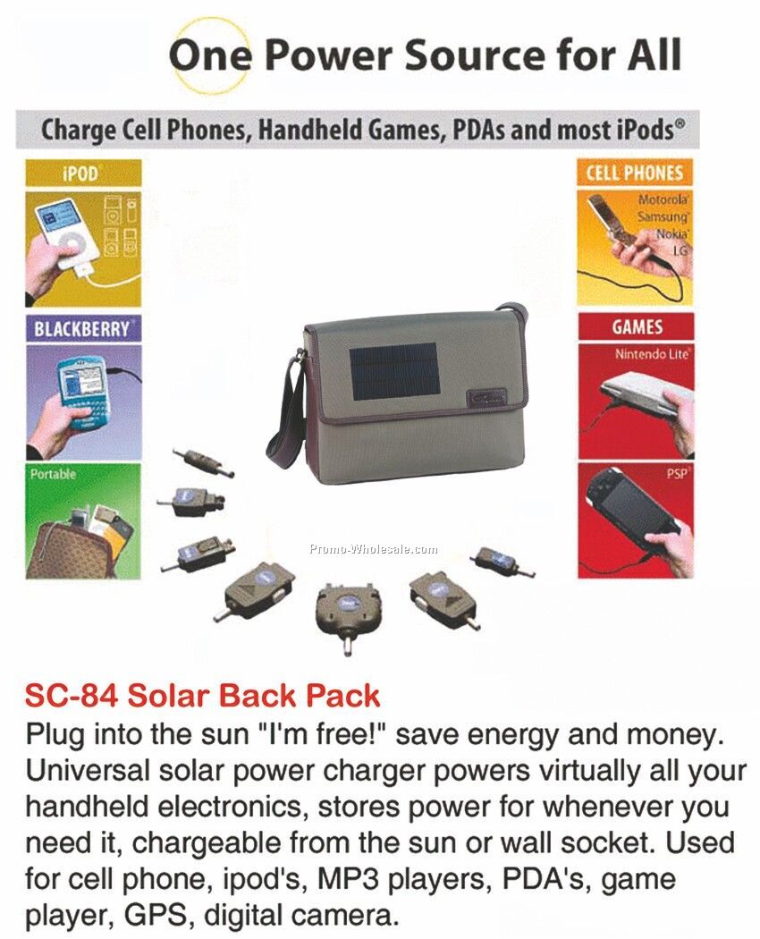 Solar Backpack, Powers Cell Phones, Mp3 Players