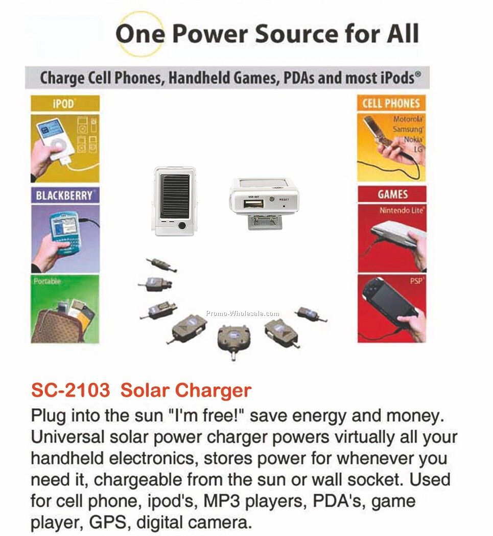 Solar Power Charger, Powers Cell Phones, Mp3 Players