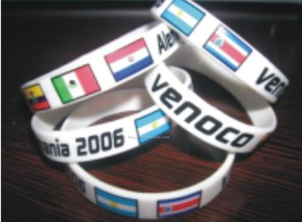 Solid Color Silicon Wristband With Silkscreen Logo