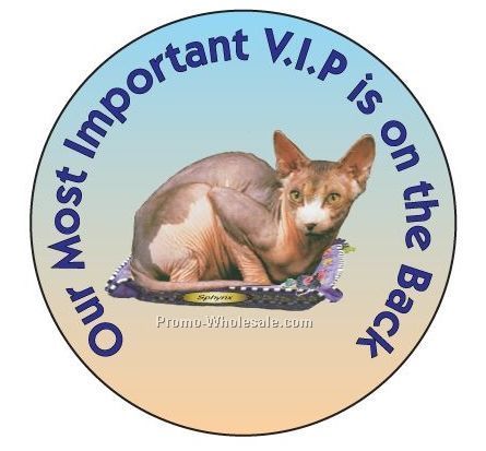 Sphynx Cat Round Hand Mirror W/ Full Mirror Back (2-1/2")