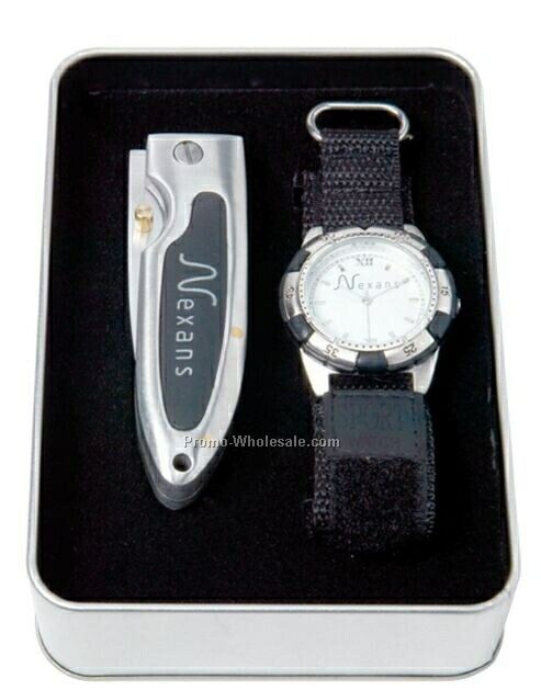 Sports Watch And Pocket Knife Gift Set