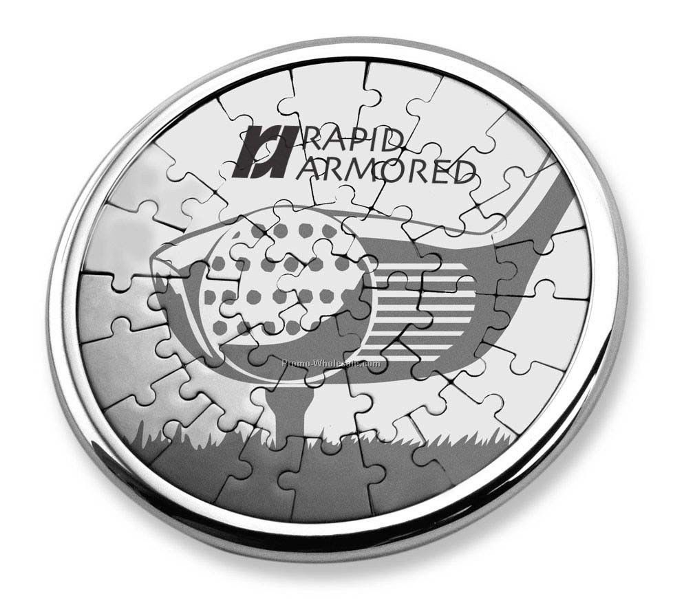 Stainless Steel Magnetic Coaster Puzzle - Golf