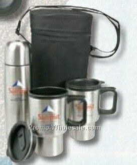 Stainless Steel Thermal Trio In Travel Bag