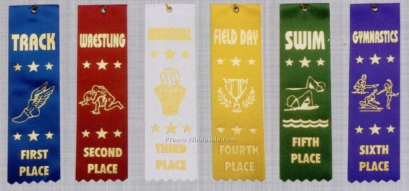 Stock Sports Ribbon (Card & String) - Field Day - 1st Place
