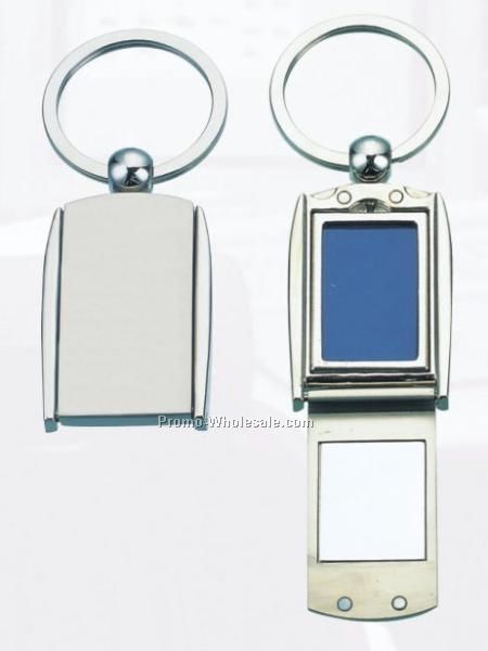 Stylish 2-tone Photo Frame Metal Keytag W/Mirror(Lasered)