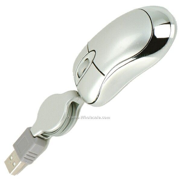 Super Mini Optical USB Mouse With Retractable Cord.