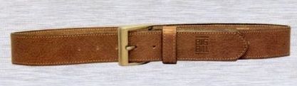 Tan Leather Belt W/ Dull Nickel Buckle (Even Sizes 34-44)