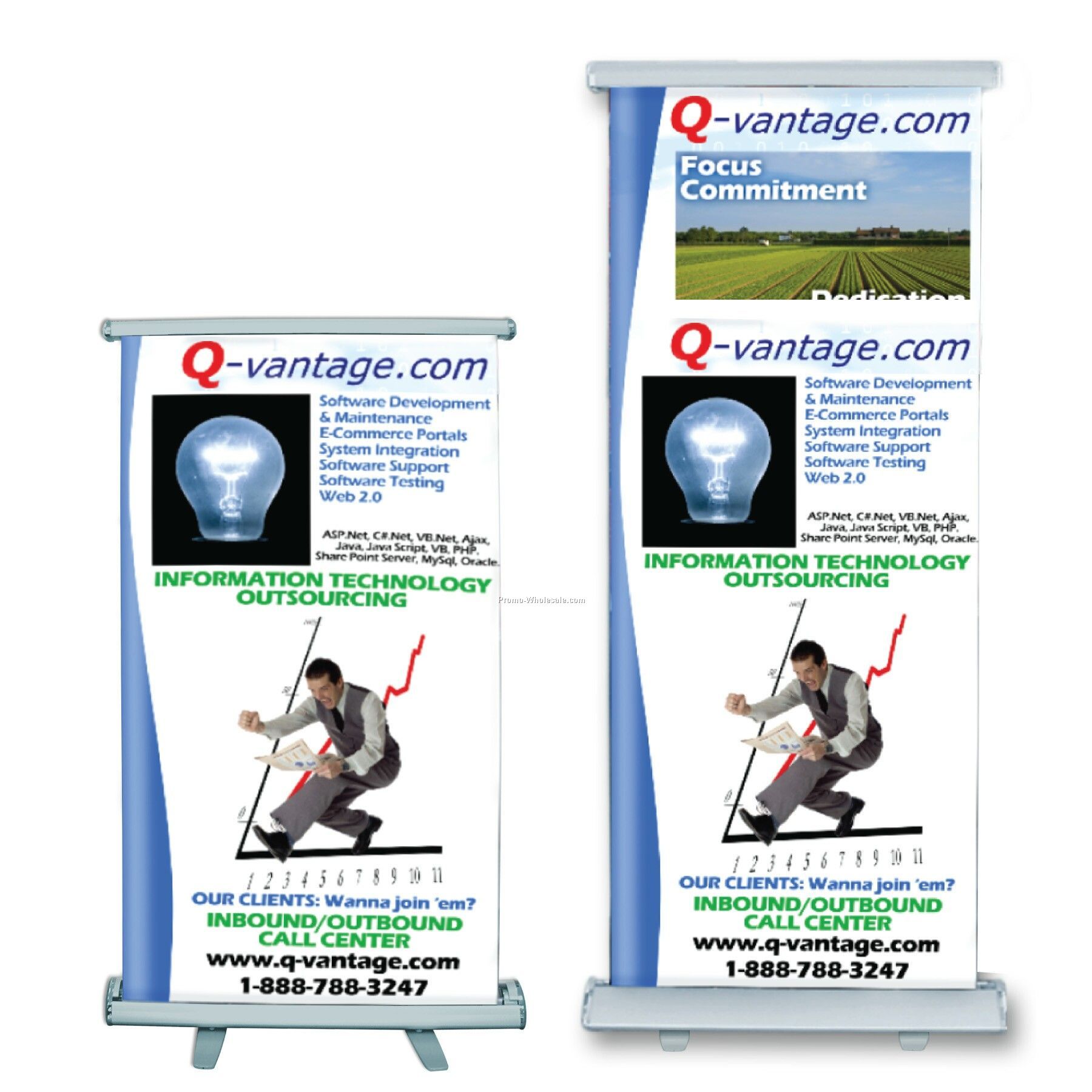 Trade Show Rotating Banner 7' & 5-1/2' Tall Combo Pack