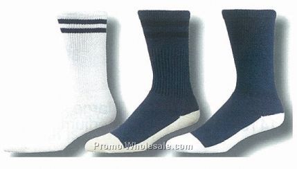 Uniform Crew Socks W/ Optional White Sole & Stripes (10-13 Large)