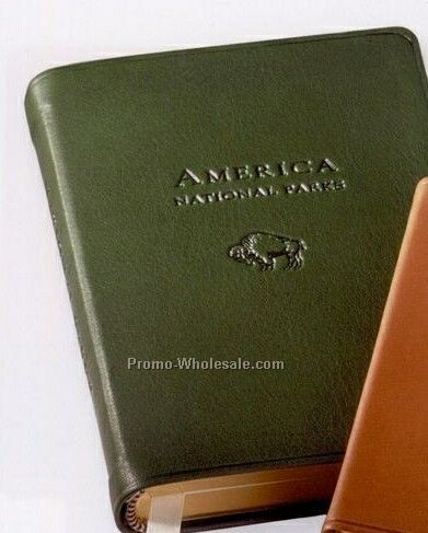 Us Travel America Atlas W/ Traditional Genuine Leather Cover