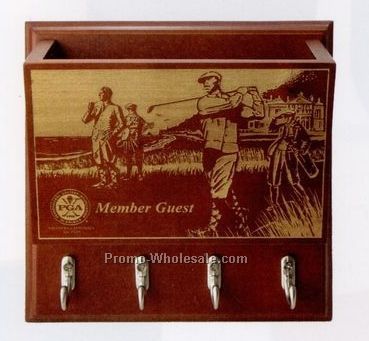 Vintage Golf Scene Key & Mail Holder