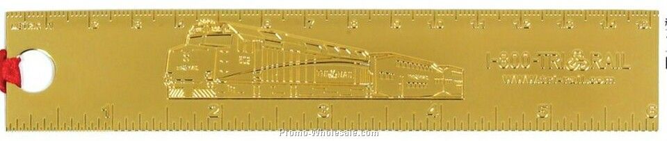 1-1/8"x6" Brass Lacquered Ruler & Bookmark