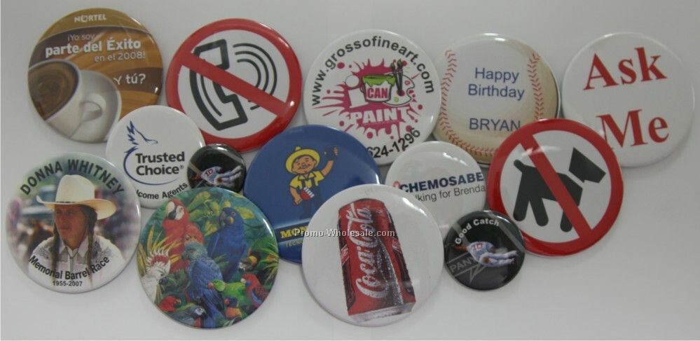 1-3/4 " Celluloid Buttons With Safety Pin Attachment