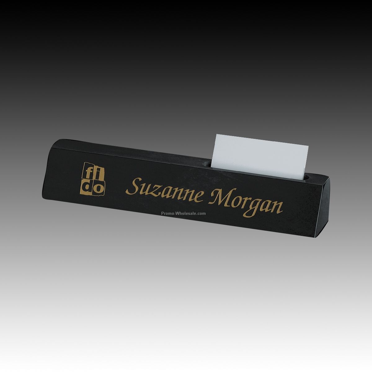 10-1/2" Black Genuine Marble Nameplate W/Cardholder