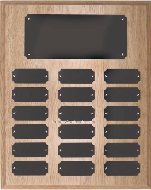10-1/2" X 13" Oak Finish 18 Plate Perpetual Plaque