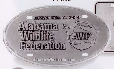 11-1/2" Custom Crested Oval Pewter License Tag